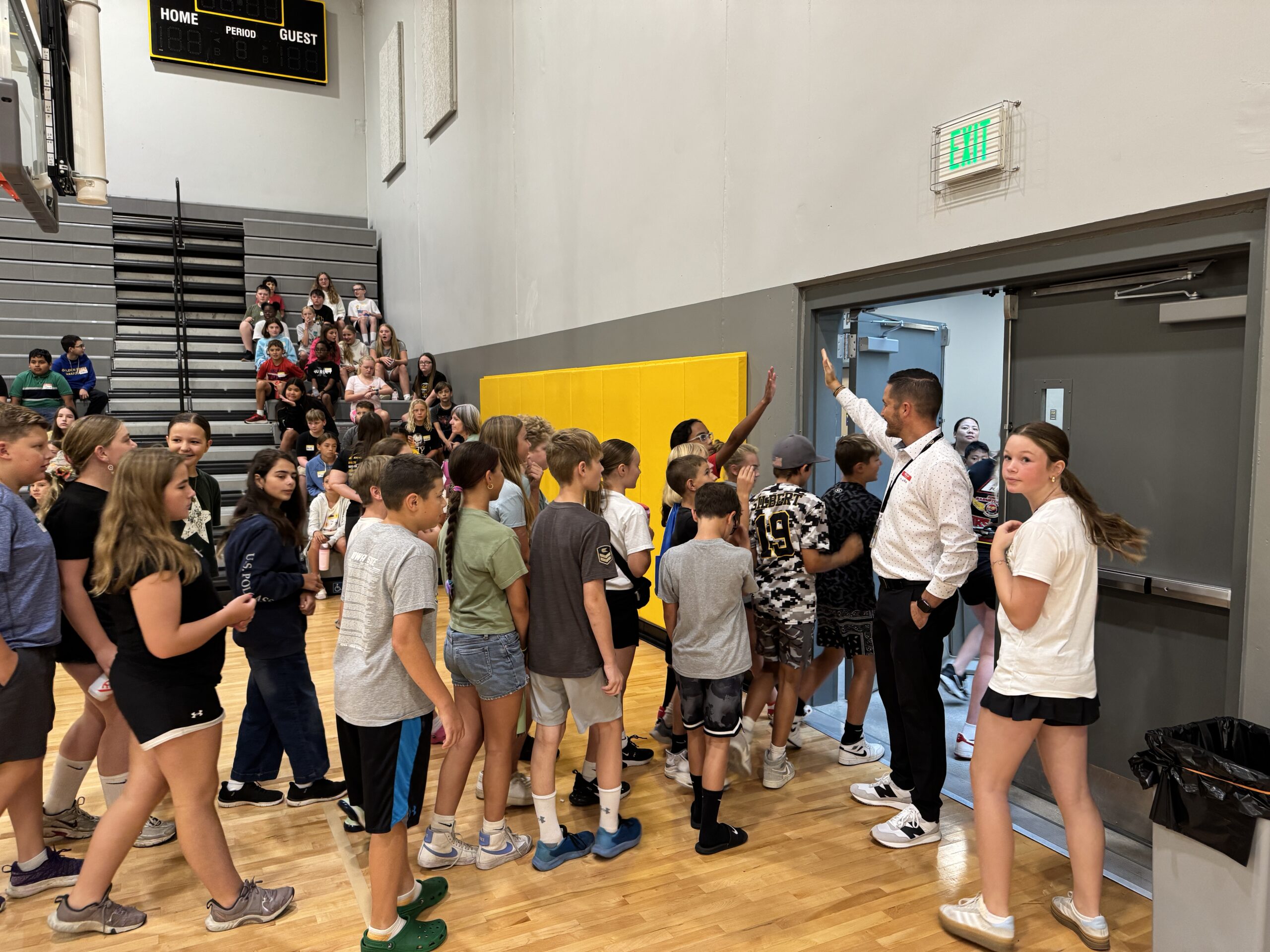 Mr. Griffith and Students High Five