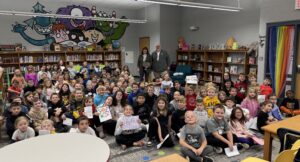 Riordan with Four Mile Students and Dan Jones Living History Farms