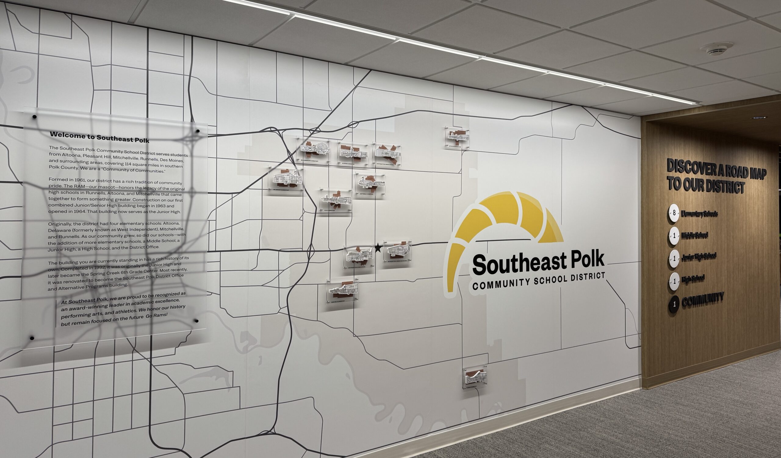 Map of district on District Office wall