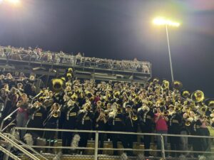 Jr. High and High School Band in the bleachers