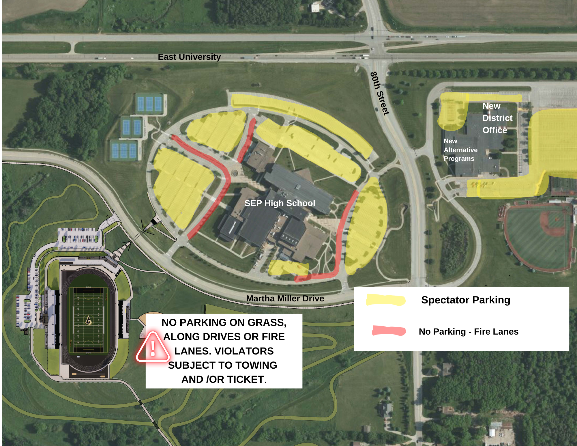 High School After School Hours Event Spectator Parking Map 2026