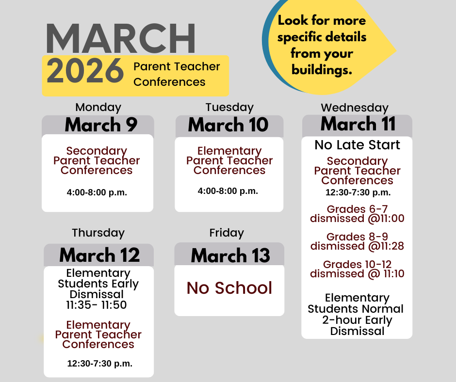 2026 March Calendar with release times