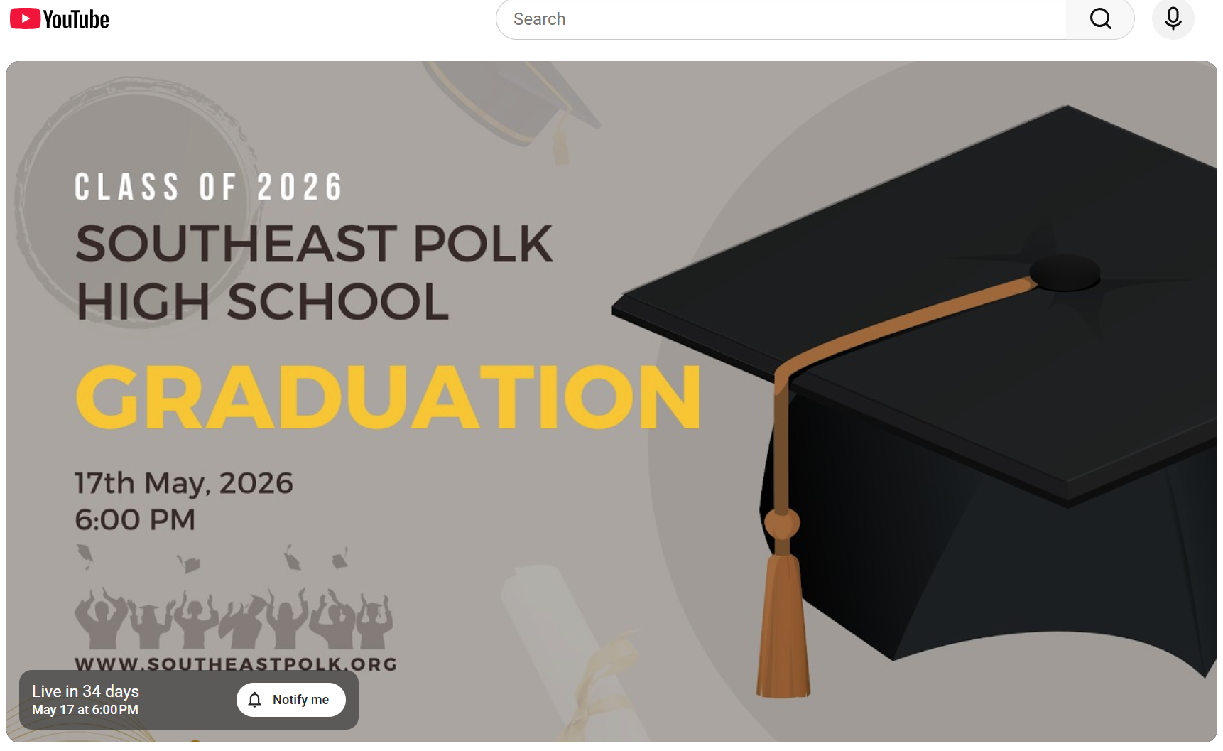 SEP Graduation May 17 6pm. Livestream link