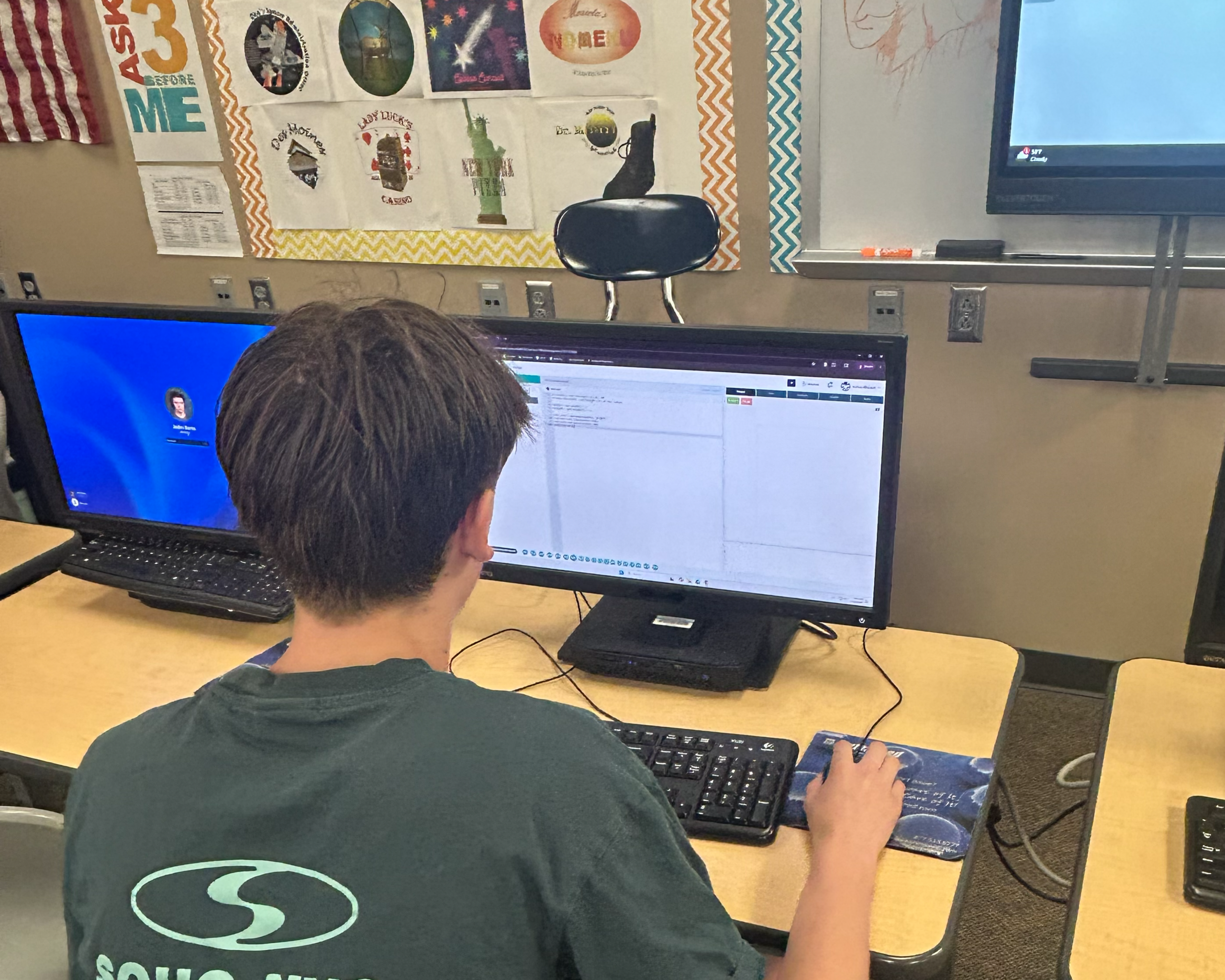 AP Computer Science Principles student working on a program.